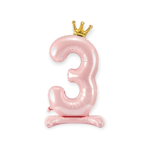 Picture of STANDING FOIL BALLOON NUMBER 3 LIGHT PINK 84CM